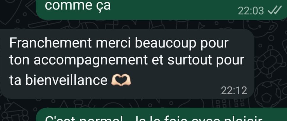 Message d'une candidate en accompagnement VAE petite enfance